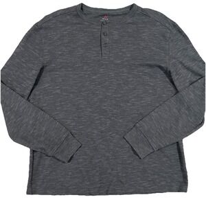 Killik Men's Large Long Sleeve‎ Gray Colored Crew Neck 1/4 Button Up Shirt
